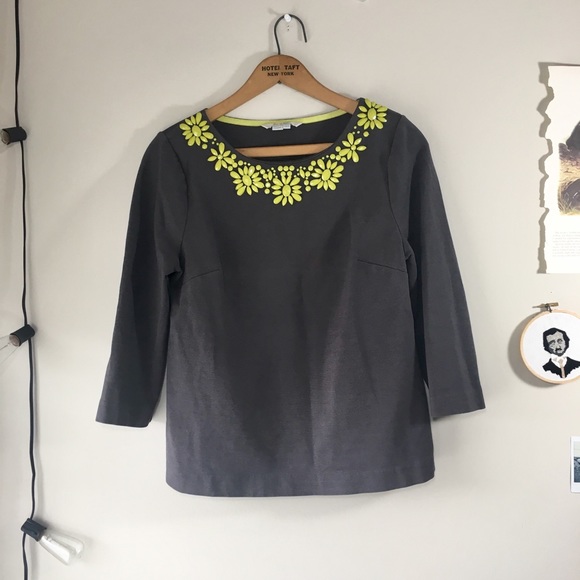 Boden Tops - Boden embellished ponte Top in grey